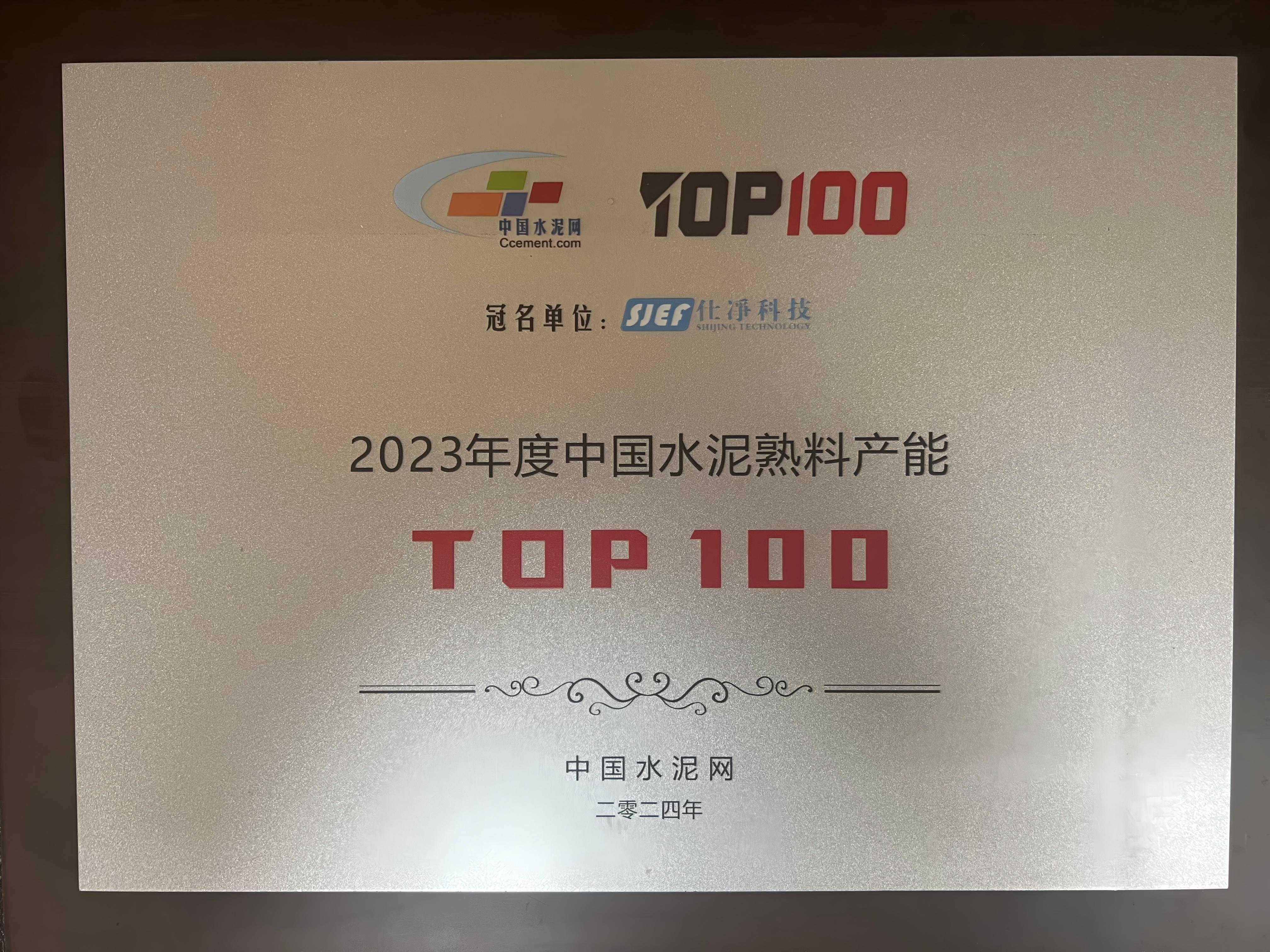 2023年度中国水泥熟料产能TOP100